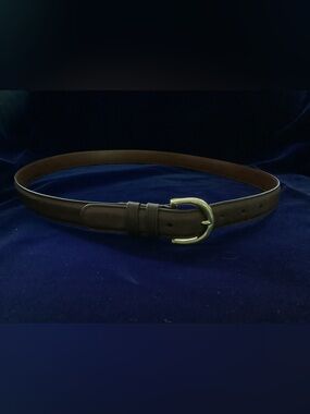 Coach Dark Brown Leather Belt with Gold-Tone Rounded Buckle
